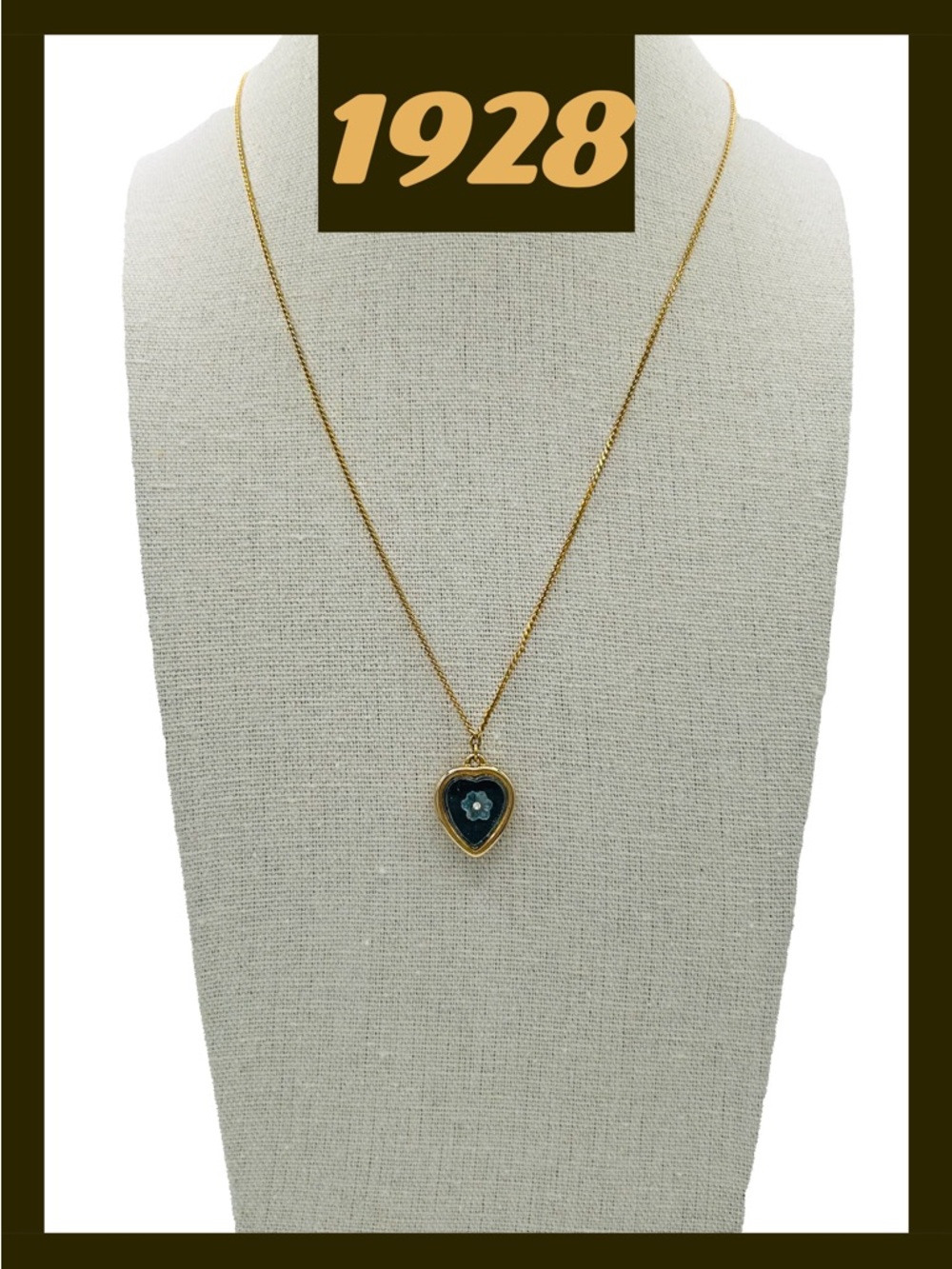 Vintage 1928 Jewelry Co. Heart Pendant Necklace, Gold Tone Screw Clasp